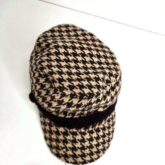 Houndstooth Check Plaid Cadet Newsboy Wool Blend Hat Cap - Picture 3 of 6